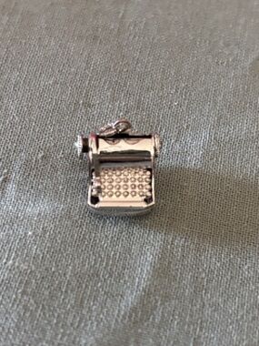 Mini Typewriter Charm Pendant in Silver